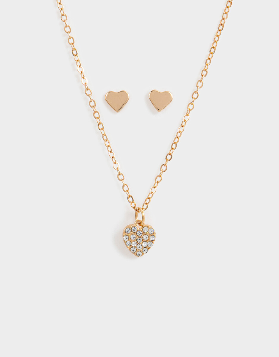 Set De Aros Y Cadena Con Corazón 