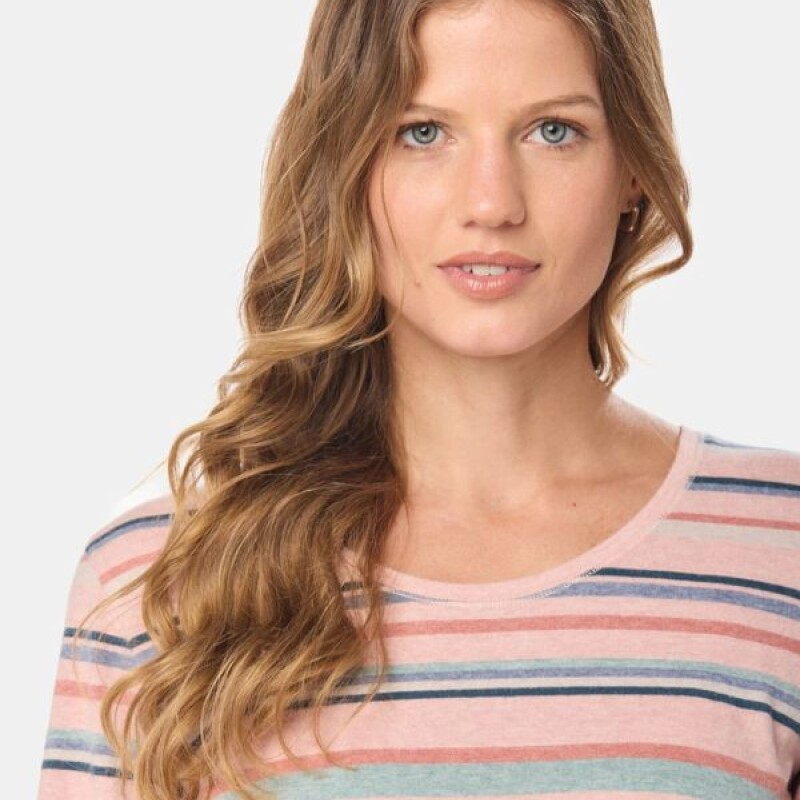 Remera Dama Rayada Legacy Coral