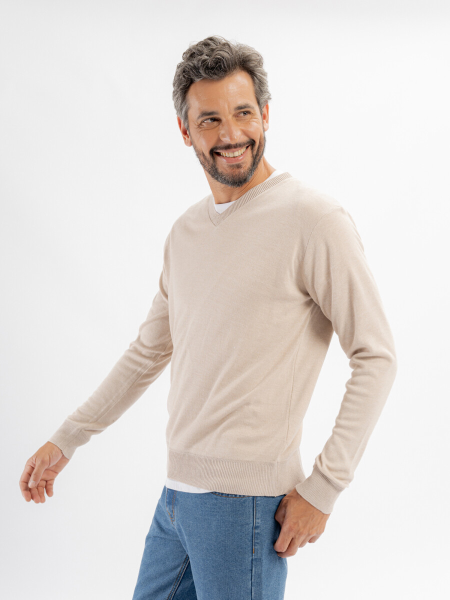 Buzo escote V Cedro - beige 