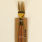 Tenedor Mango Efecto Madera, Set 2pcs Dorado
