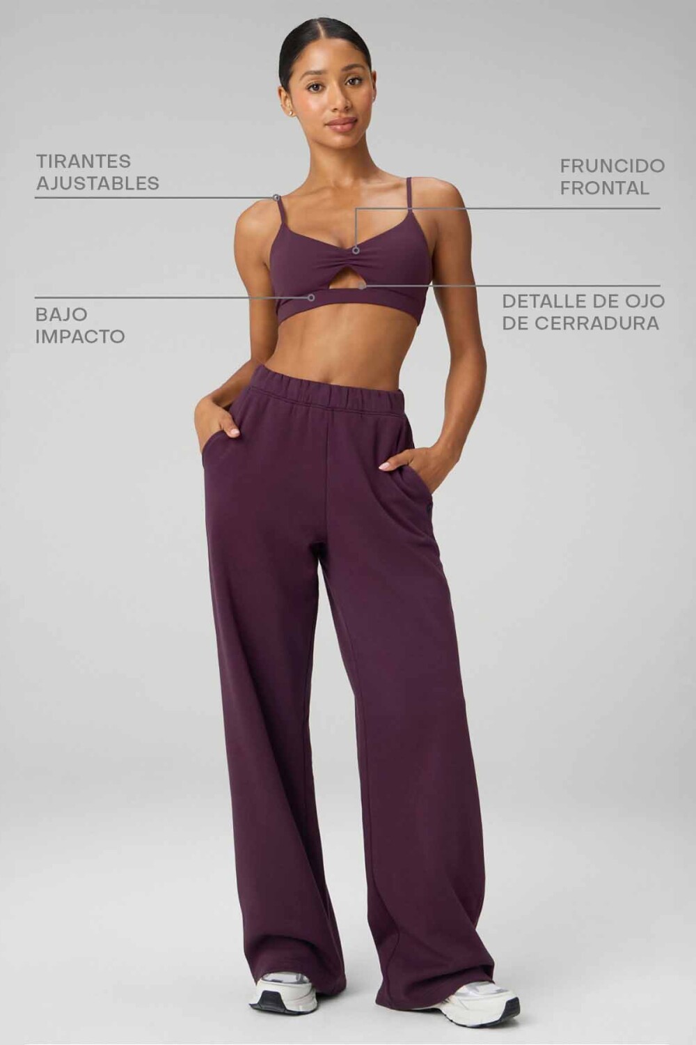 Bra Deportivo PureLuxe Keyhole Low Impact Mujer Oxblood