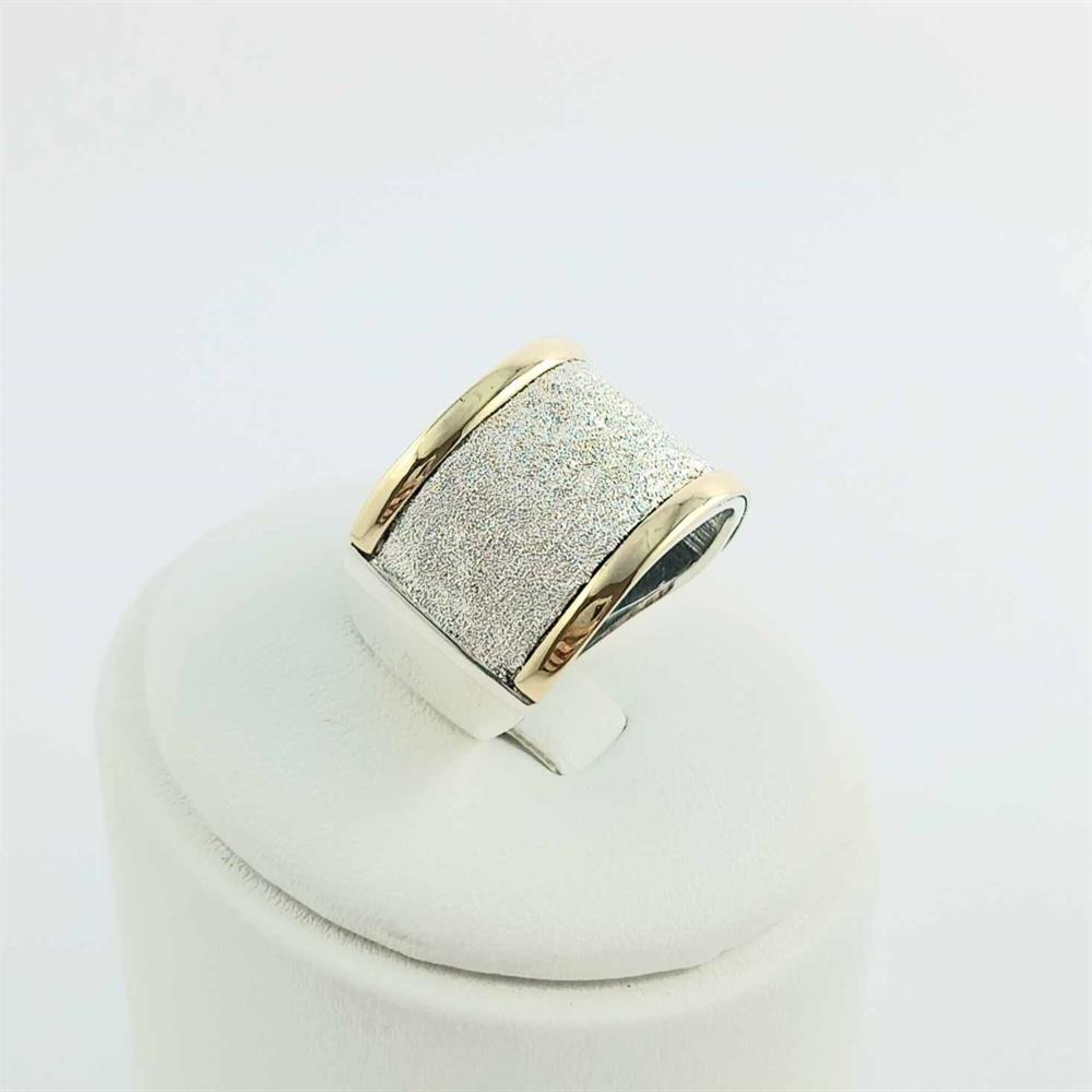 Anillo de plata 925 y filete en double de oro 18 ktes. Modelo DIAMANTADO Veroca Joyas