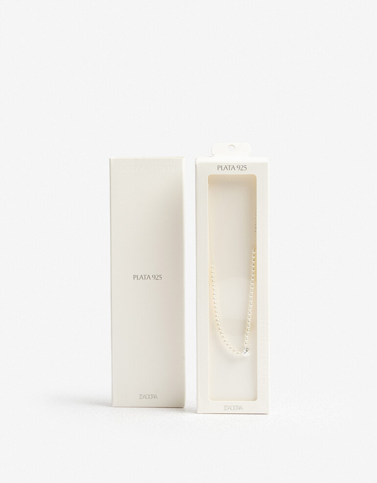 Collares Cortos Perlas Collar Corto Plata 925 Perlas - Plateado