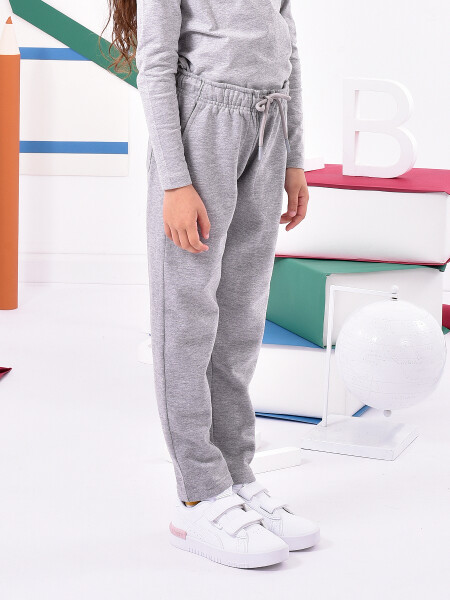PANTALON DEPORTIVO DE FELPA SIN PUÑO GRIS MELANGE M