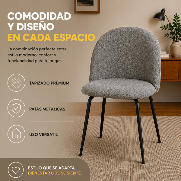 Silla Comedor ComboHome Cali Eames X4 Gris 1