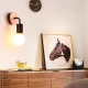 Aplique Pared Nordico Metal Madera Vintage Negro