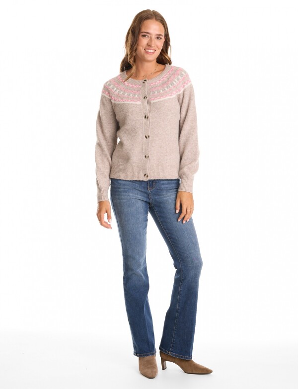 Cardigan Lana Fairisle BEIGE/MULTI