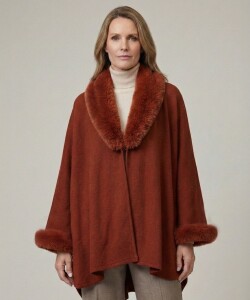 Ruana Faux Fur TERRACOTA