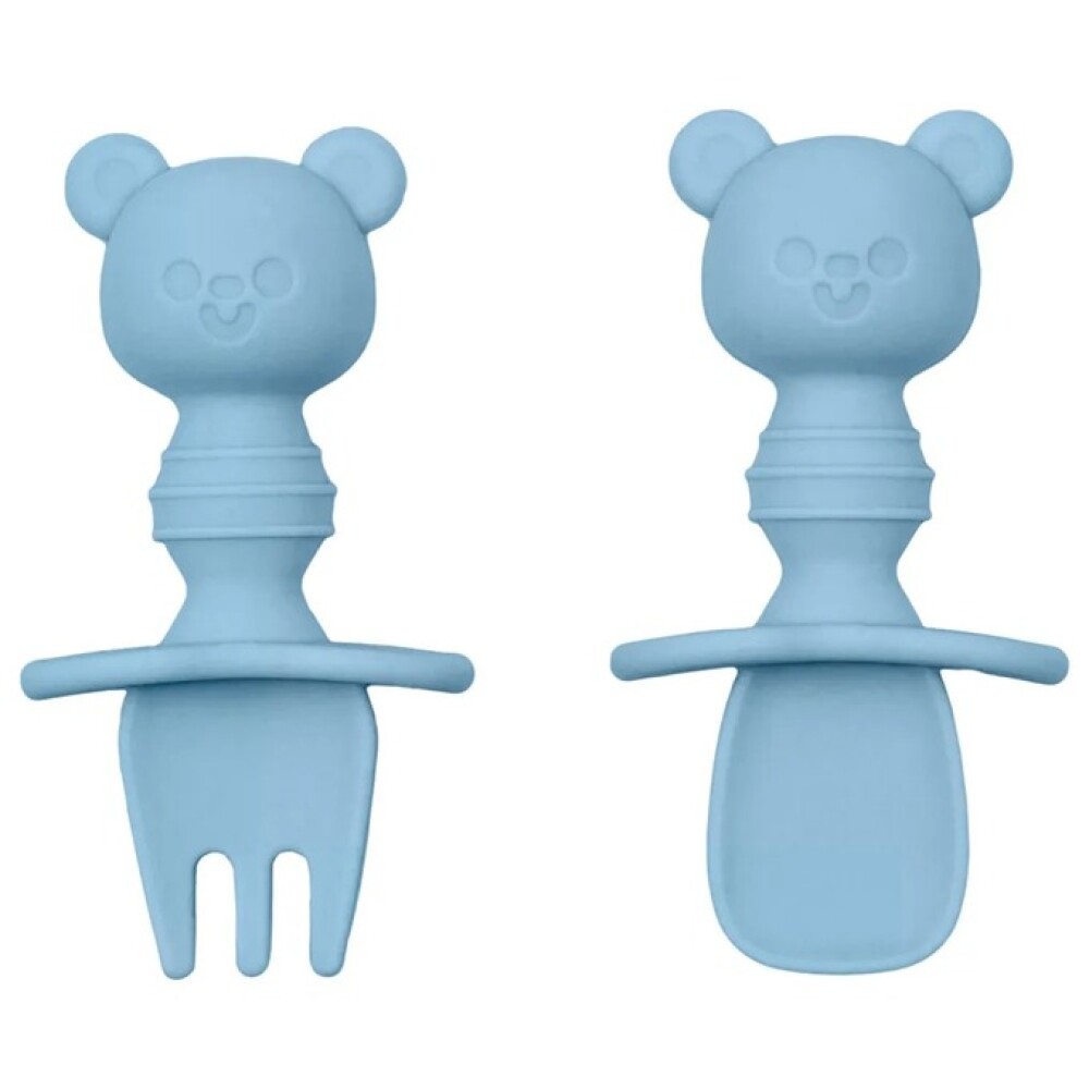 Set x2 cubiertos entrenamiento BUBA silicona OSO celeste