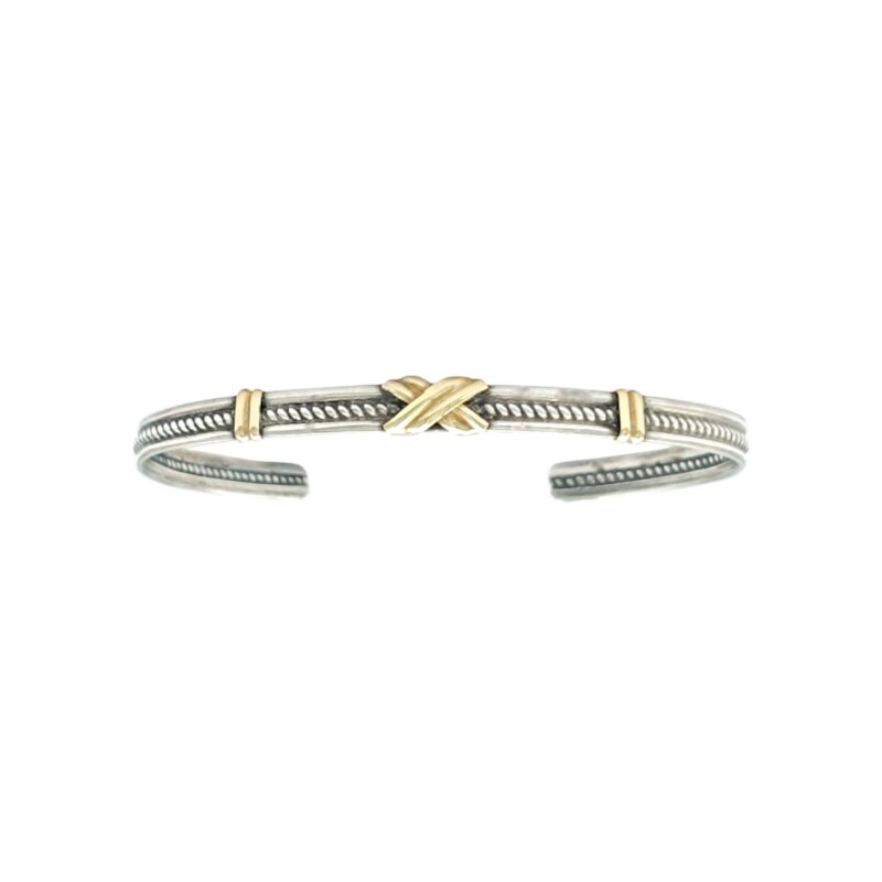 Brazalete Cruz-Plata y Oro-Sin piedra- BR5002 sinpiedra