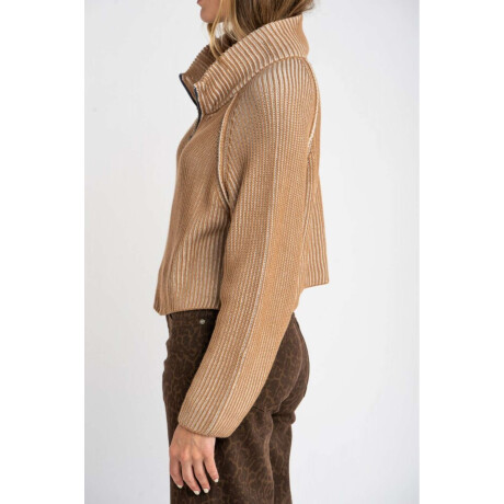 Sweater Algodón Cierre Camel