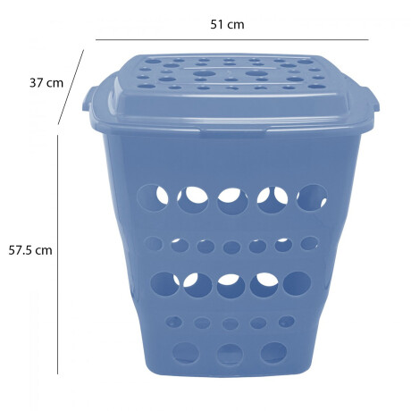 Cesto Canasto Ropa Calado Plástico con Tapa Paramount 55Lt Celeste