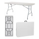 Mesa Plegable Tipo Valija Portable Plástica 180cm Blanca Blanco