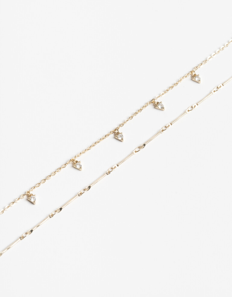 Pulseras Flexibles Sets Strass Set De Pulseras Flexibles Con Cubic - Dorado