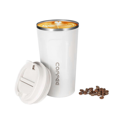 Vaso Térmico Coffee Mug 510 Ml Con Tapa Café Té Taza Jarra Variante Color Blanco