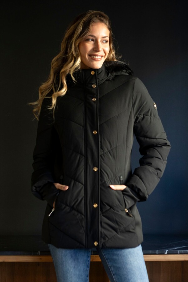 Campera Abrigo Faux Fur NEGRO