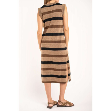 Vestido Rayado Lurex Camel