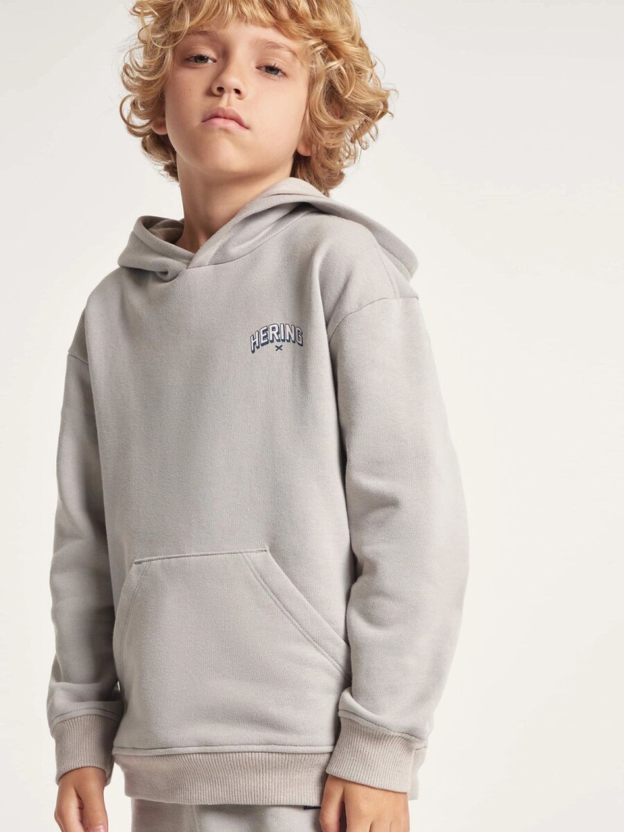 BUZO INFANTIL ESTAMPADO CON CAPUCHA - GRIS 