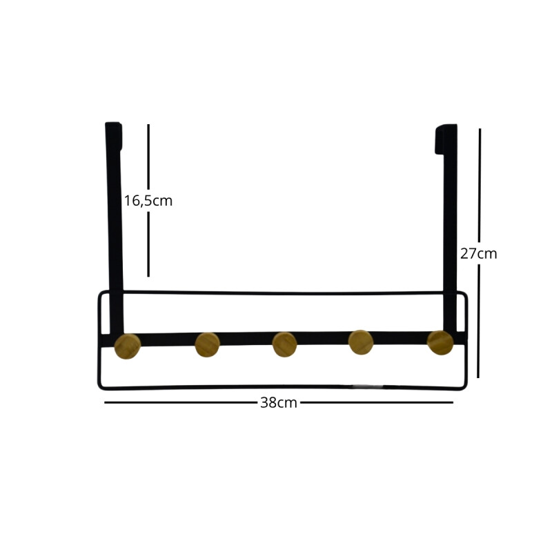 Perchero para puertas 5 colgadores NEGRO