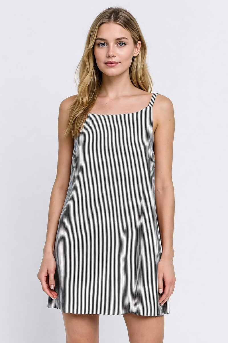 Vestido De Lino Mujer - Grey Stripe 