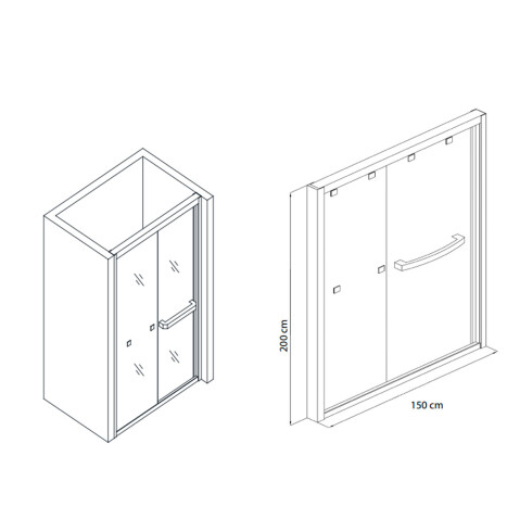 MAMPARA DE DUCHA AQUALIA CON ANCHO REGULABLE (Maximo 150) 150X200CM 000