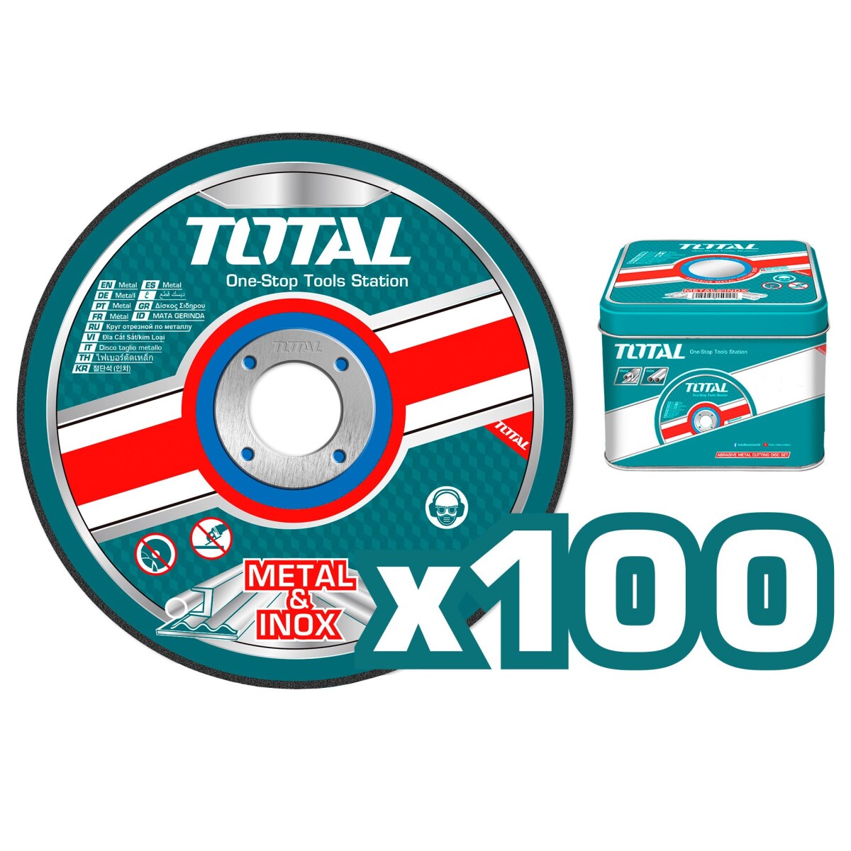 Set 100 Discos Corte Metal Para Amoladora 4.1/2" - 1.0mm 