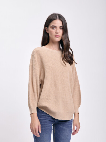 Buzo punto manga globo Beige