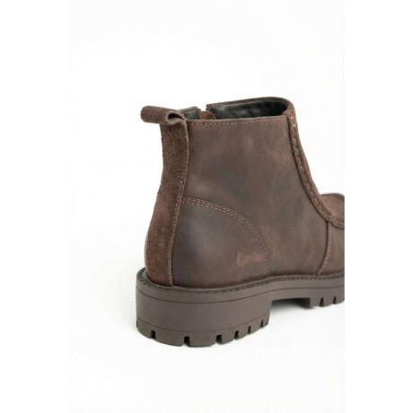 Bota Cuero Combinada Chocolate