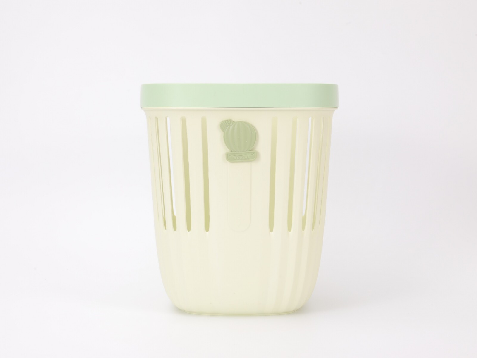 CUBO DE BASURA DE CACTUS CON ANILLO DE APRIETE DE BOLSA (VERDE) 