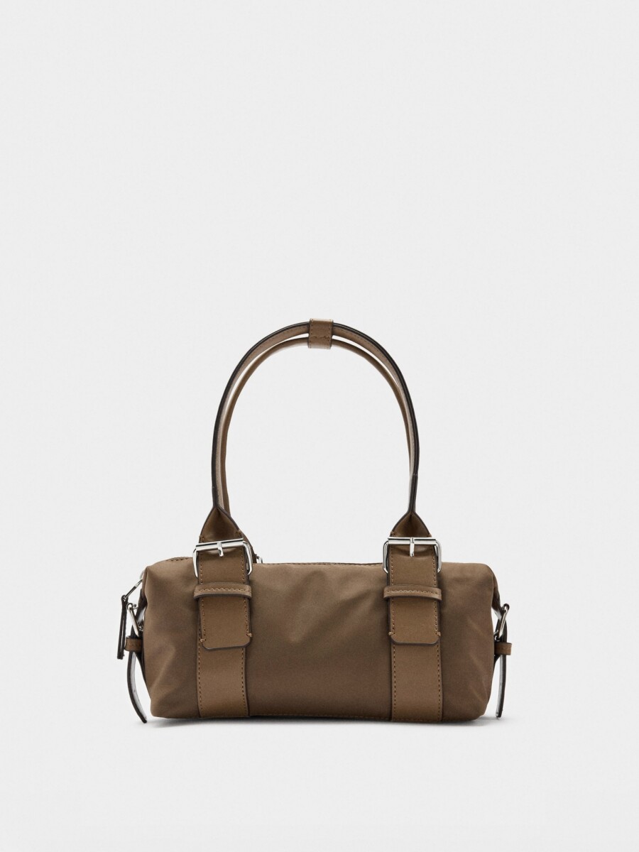Bolso De Hombro Con Hebillas taupe
