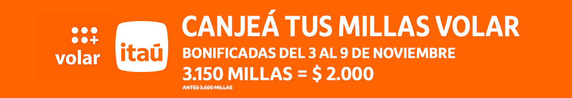 Canje de millas bonificadas 3 al 9 de noviembre