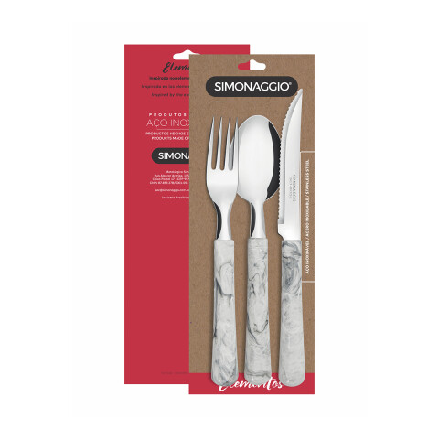 Set X3 Cubiertos Elementos de Simonaggio BLANCO