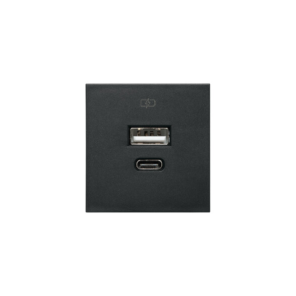 Módulo cargador USB A+ C 3A 1 Presta negro C51535N