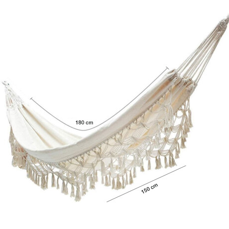 Hamaca Paraguaya en Tela con Flecos y Bolso p/2 Personas Crudo