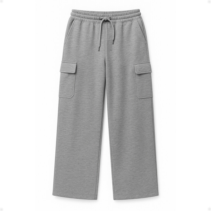 Pantalón Jogging Deportivo Tipo Cargo Gris Claro
