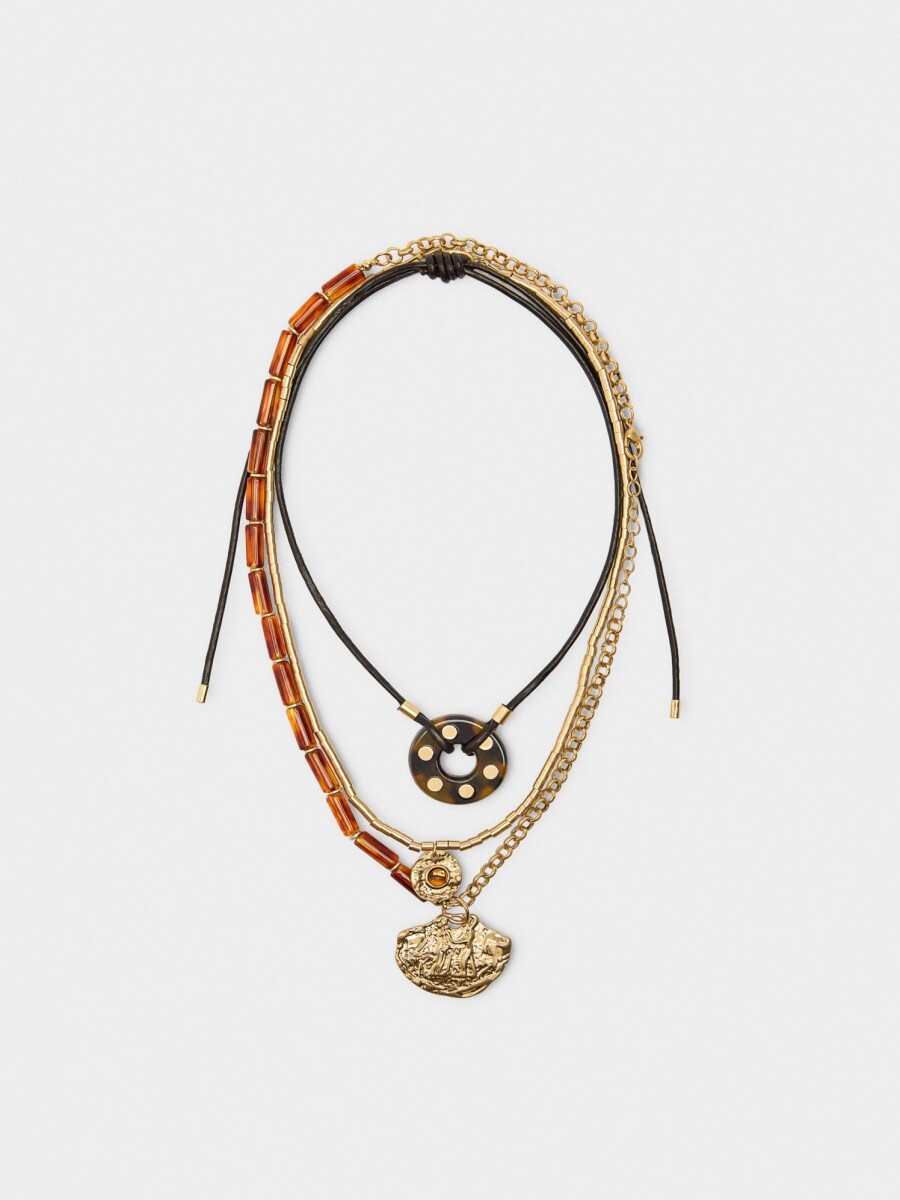 Set De Collares Efecto Carey marron