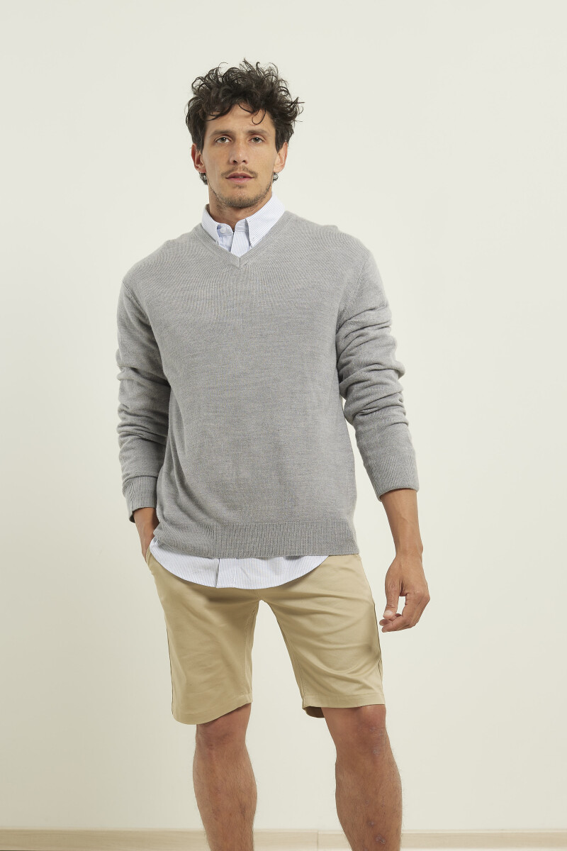 SWEATER V HARRINGTON URBAN - Gris Medio Melange 