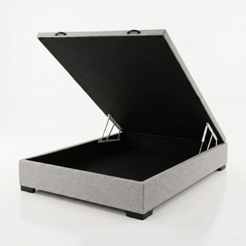 Base para Sommier Colchón Baul 2 Plazas - 138 x 188 x 35 cm - Estructura Madera Maciza - Gris Base para Sommier Colchón Baul 2 Plazas - 138 x 188 x 35 cm - Estructura Madera Maciza - Gris