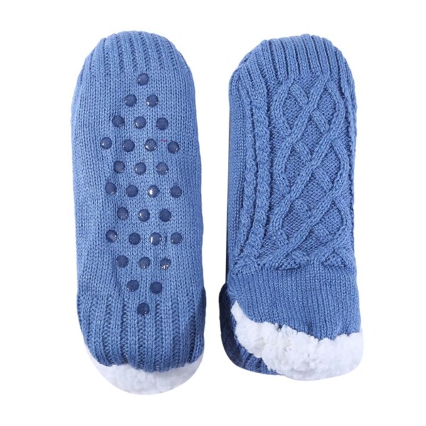 Medias Termicas Polar Invierno Algodón Antideslizantes Variante Color Azul