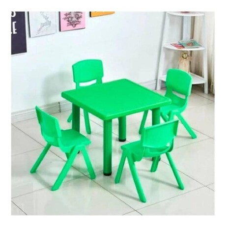 Pack Mesa Infantil Lumax Cuadrada + 4 Sillas Verde