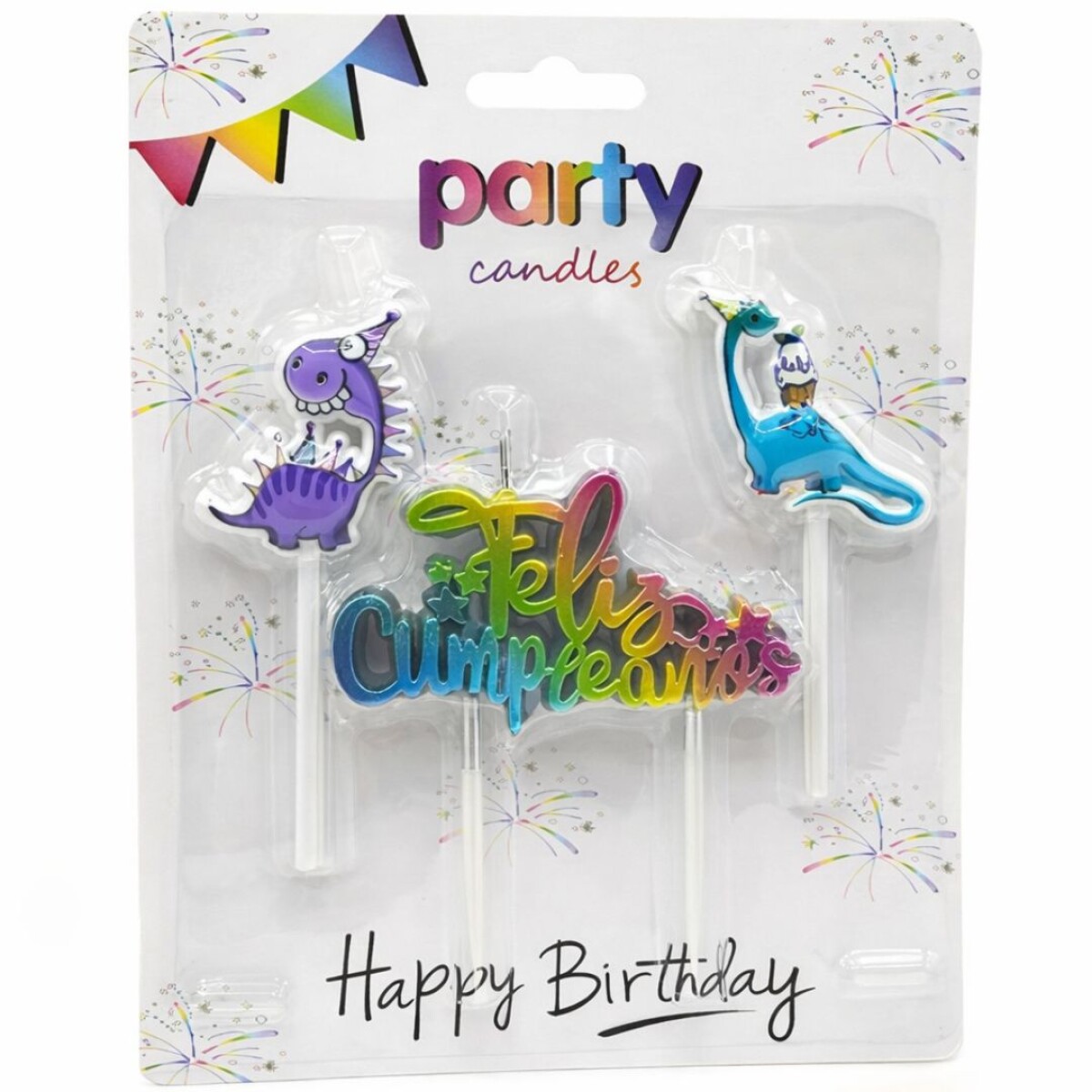 VELA DE DINOSAURIOS x3 PARTY CANDLES 