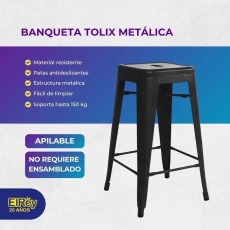 Butaca Taburete Alta Metálica Tolix Puppets Cocina Negro