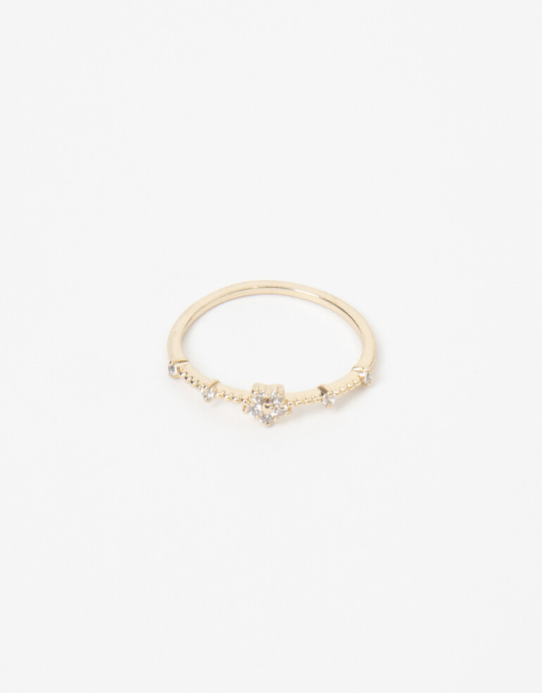 Anillos Chicos Strass Anillo Con Cubic Zirconia - Dorado