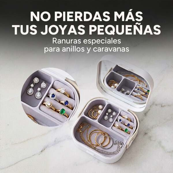 Mini Joyero Organizador Alhajero 9 X 9cm C/ Espejo Asa Blanco