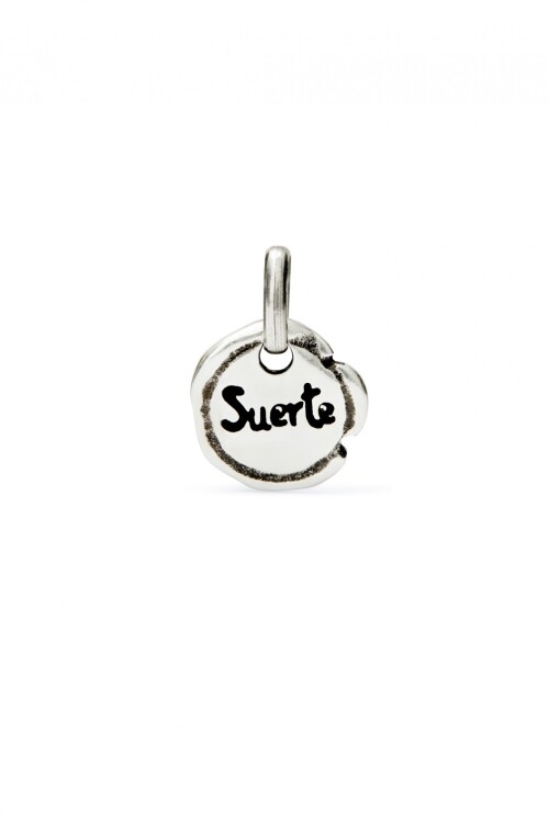 CHARM BAÑADO EN PLATA DE LEY CON PALABRA SUERTE Charm