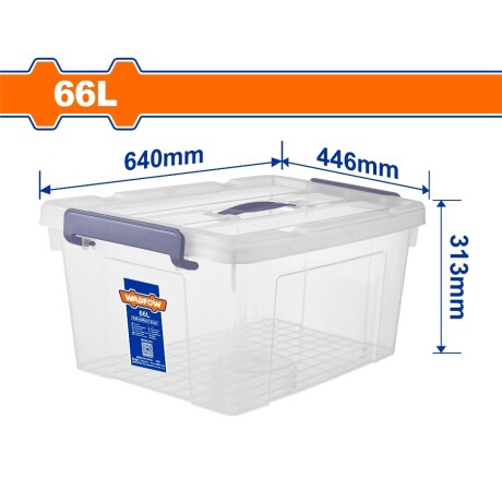 Contenedor Plastico Wadfow Wtb237 Apilable 66Lt Ub TRANSPARENTE