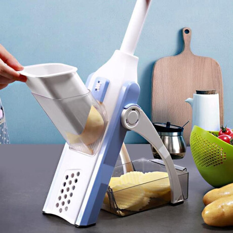 Cortador Rebanador Rallador Procesador Manual de Verduras Azul
