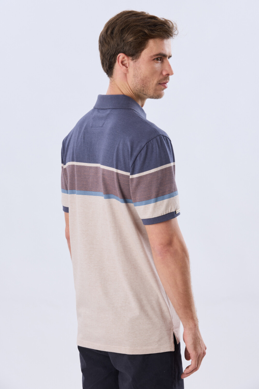 REMERA POLO RAYADA JERSEY Azul