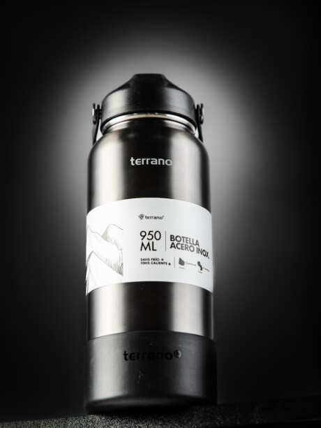 Botella Térmica con Pico 950mL. Negro Metalizado