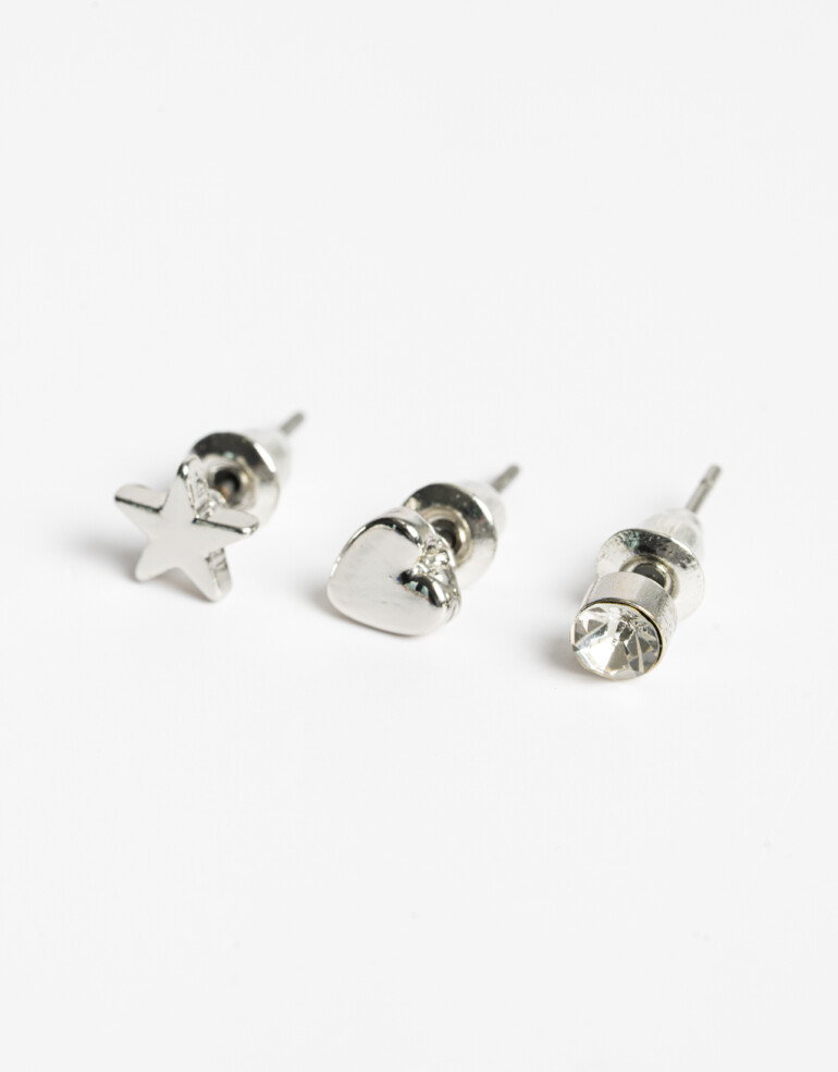 Aros Sets Strass Set De Aros Pasantes Plateado - Plateado Rodio